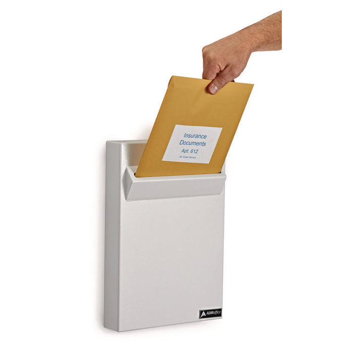Large Wall Mounted Weatherproof Steel Secure Drop Box, 11 x 2.4 x 16, White