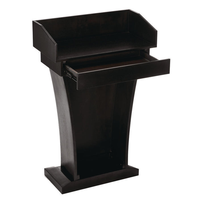 Wood Stand-Up Podium Lectern Speaker Stand with Drawer and Storage Area, 27.55 x 14 x 43.3, Black