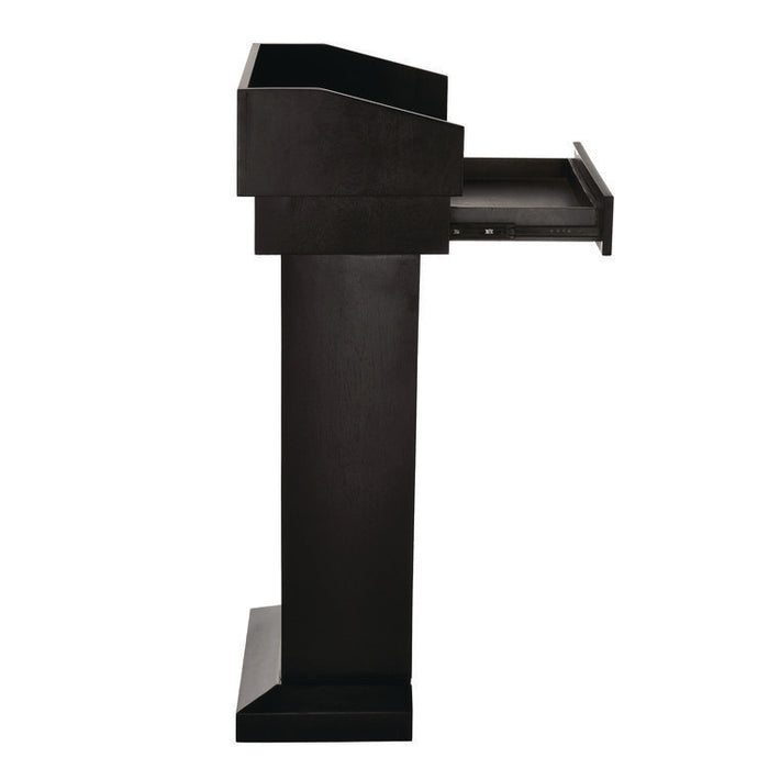 Wood Stand-Up Podium Lectern Speaker Stand with Drawer and Storage Area, 27.55 x 14 x 43.3, Black