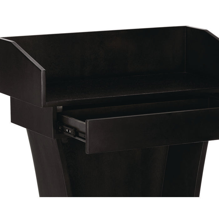 Wood Stand-Up Podium Lectern Speaker Stand with Drawer and Storage Area, 27.55 x 14 x 43.3, Black
