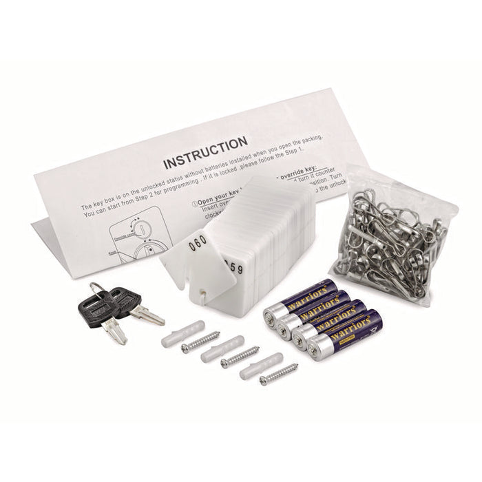 Steel Digital Lock Key Cabinet, 60-Key, 13 x 2.6 x 17, Stainless Steel 304, White