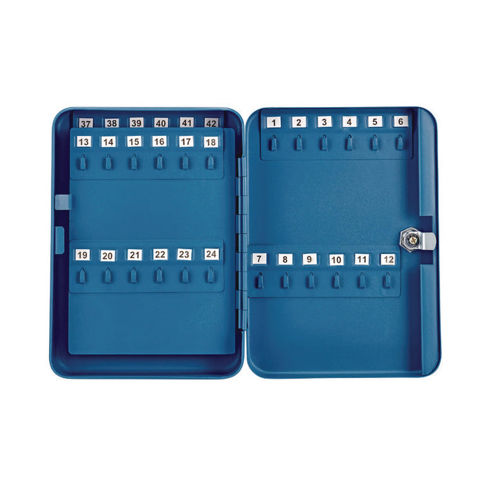 Steel Secure Key Cabinet with Key Lock, 48-Key, 7.1 x 3.1 x 10, Stainless Steel 304, Blue