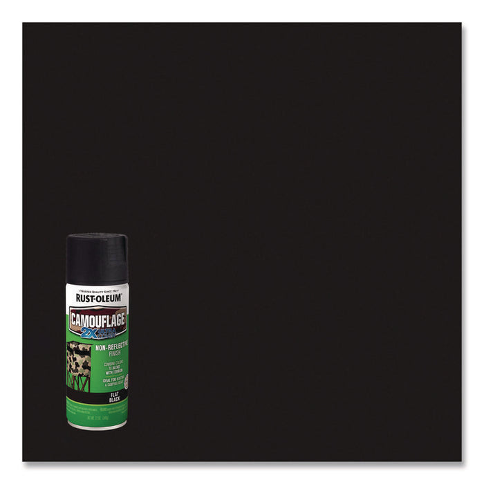 Camouflage Spray Paint, Flat Black, 12 oz Aerosol Can