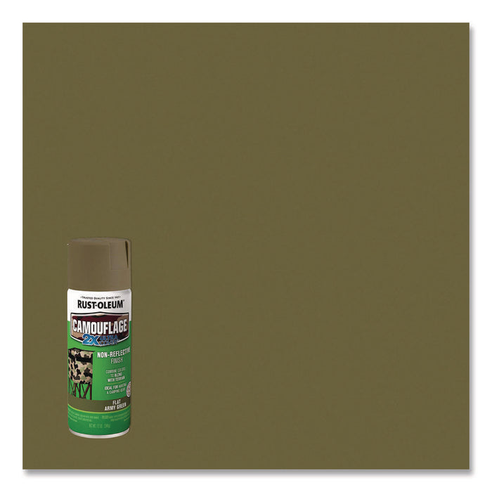Camouflage Spray Paint, Flat Army Green, 12 oz Aerosol Can