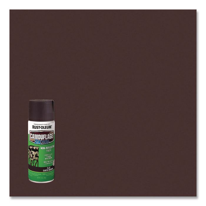 Camouflage Spray Paint, Flat Earth Brown, 12 oz Aerosol Can, 6/Carton