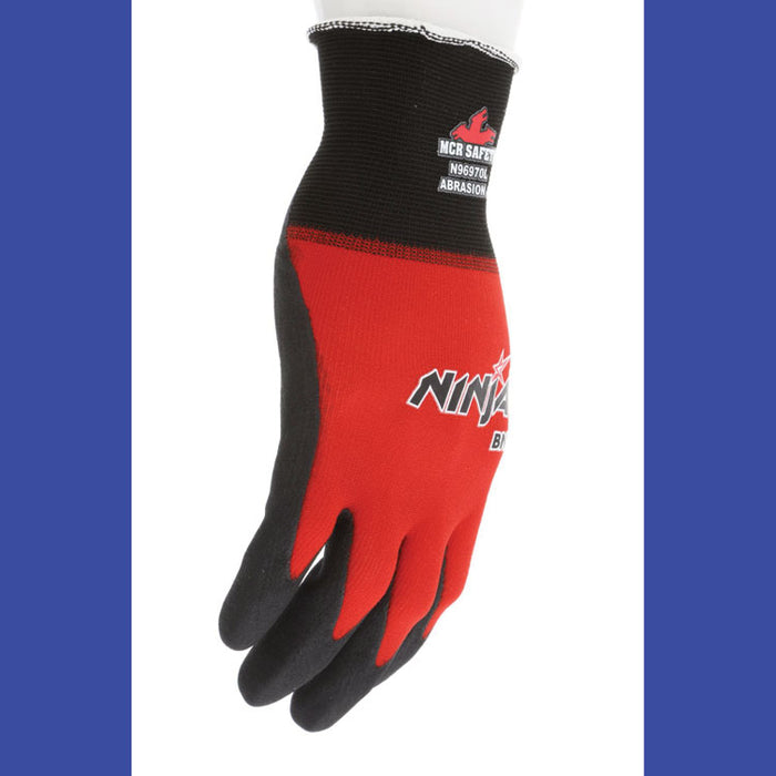 Ninja BNF N96970 Gloves, 10" Long, Large, Black/Red, 12 Pairs