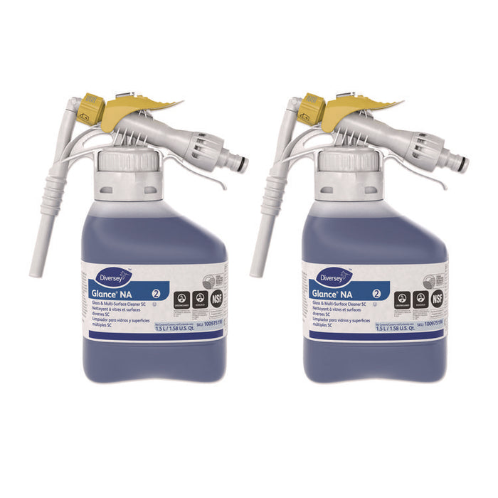 Glance NA Glass and Multi-Surface Cleaner, Unscented, 1.5 L, 2/Carton