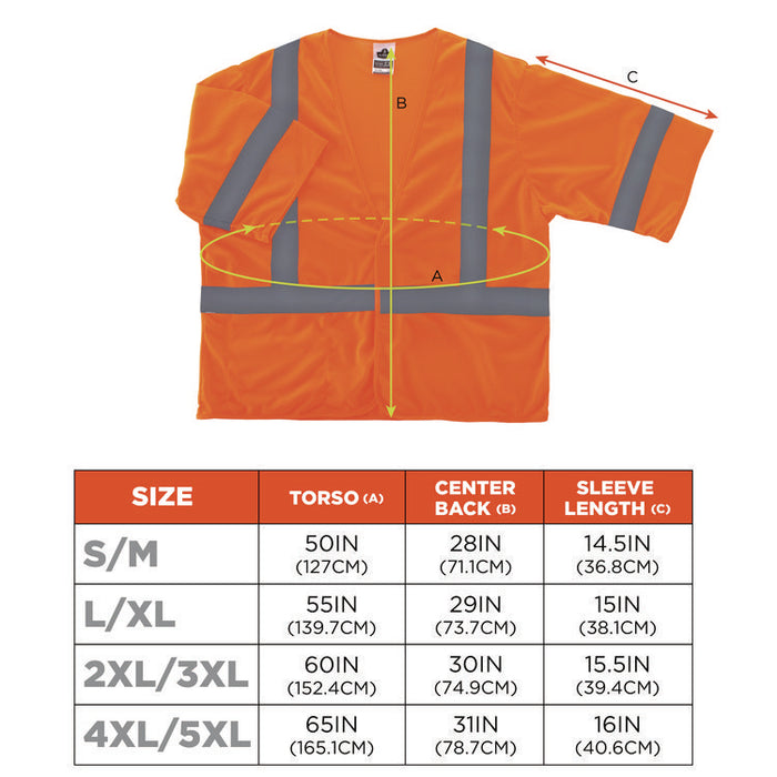 GloWear 8310HL Type R Class 3 Economy Mesh Vest, Polyester, 2X-Large to 3X-Large, Orange