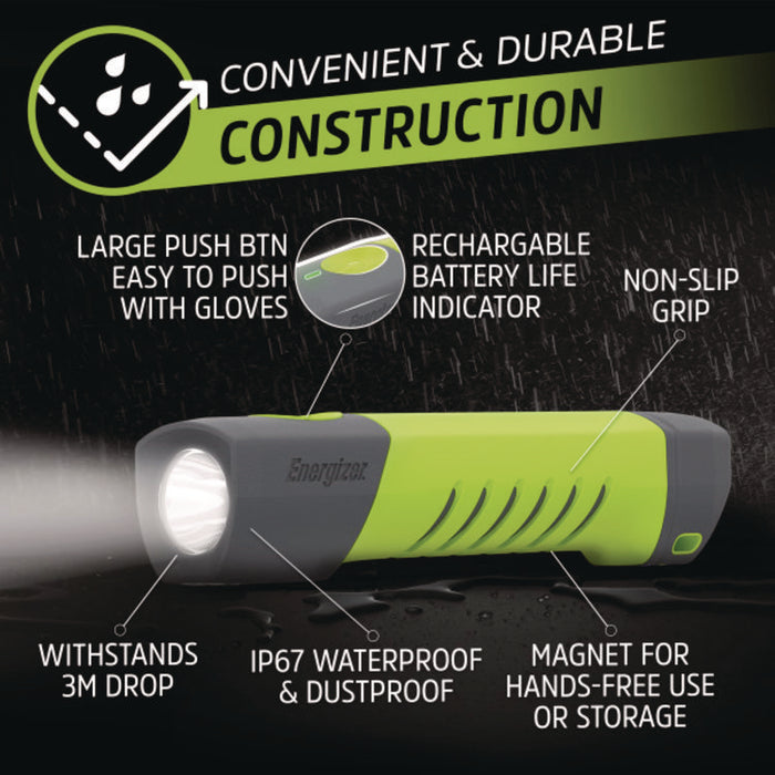 Pro Series Handheld High CRI Flashlight, Rechargeable Lithium Ion Battery/6 AAA Batteries (Included), Gray/Green