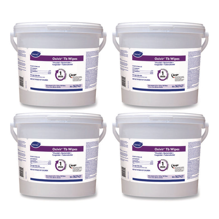 Oxivir TB Disinfectant Wipes, 11 x 12, White, 160/Bucket, 4 Buckets/Carton