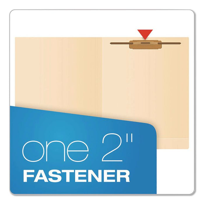 SmartShield End Tab Fastener Folders, Straight Tab, 1 Fastener, Letter Size, Manila, 50/Box