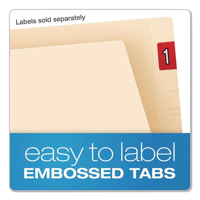 SmartShield End Tab Fastener Folders, Straight Tab, 1 Fastener, Letter Size, Manila, 50/Box
