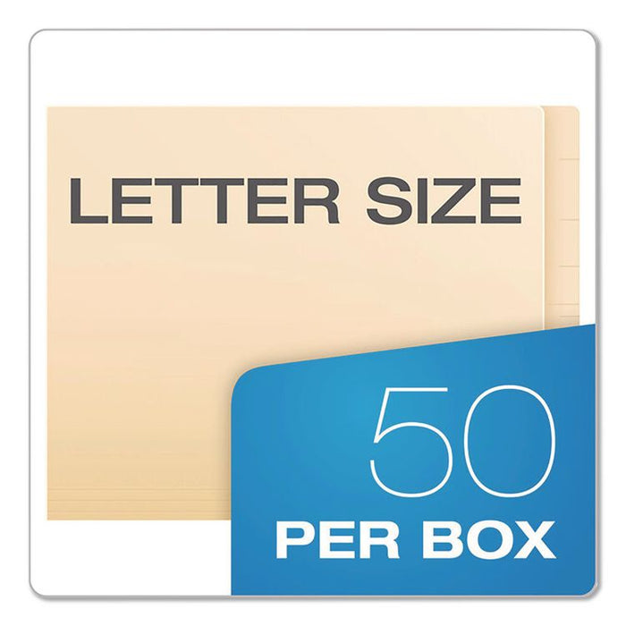 SmartShield End Tab Fastener Folders, Straight Tab, 1 Fastener, Letter Size, Manila, 50/Box