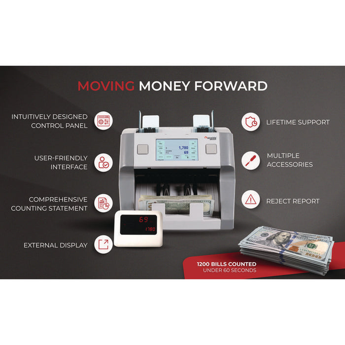 8800R Single Pocket Discriminator, 1,200 bills/min, 9.5" x 11" x 10.4", Gray