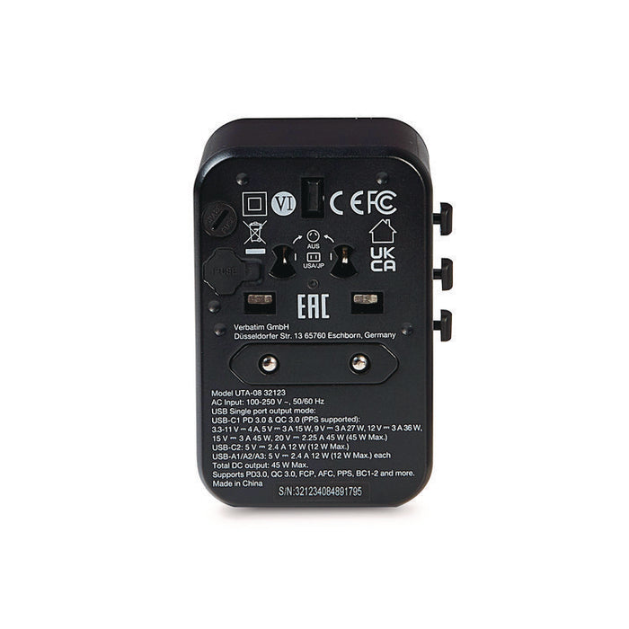 UTA-08 Universal Travel Adapter, (3) USB-A/(3) USB-C