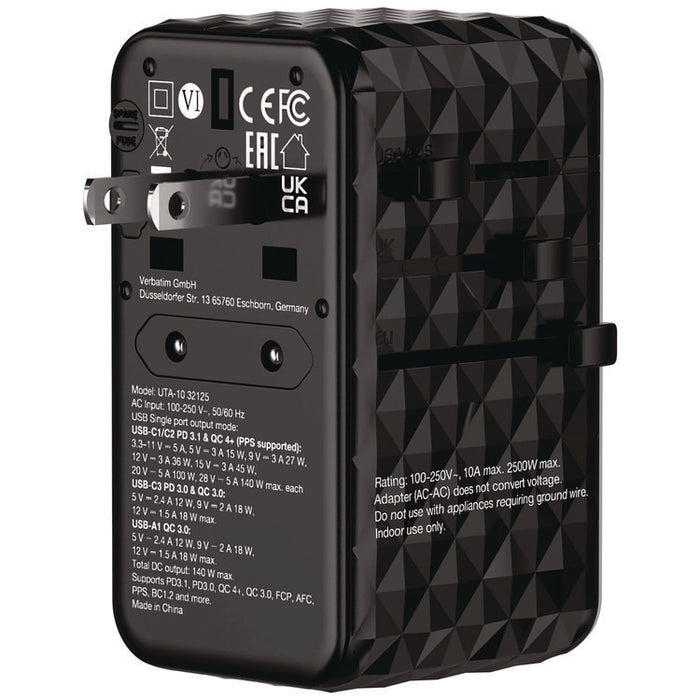UTA-10 GaN III Universal Travel Adapter, (3) USB-A/(3) USB-C