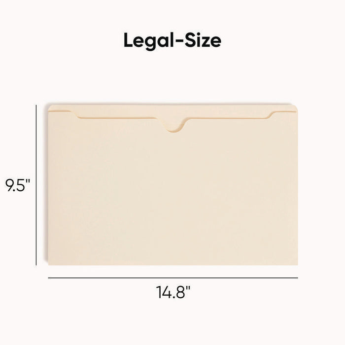 Manila File Jackets, 2-Ply Straight Tab, Legal Size, Manila, 50/Box