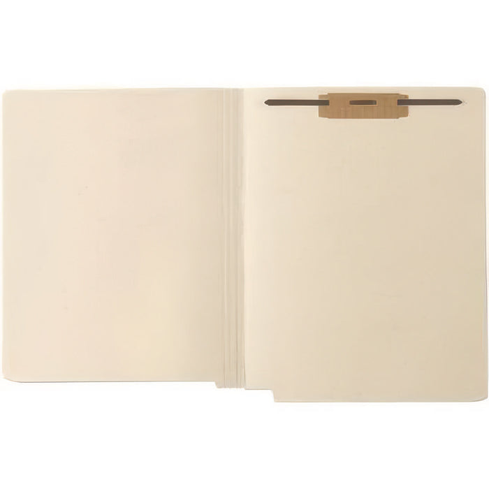 End Tab Fastener Folders with Embossed Labeling Lines, Straight Tab, Expands 0.75", 1 Fastener, Letter Size, Manila, 250/Box