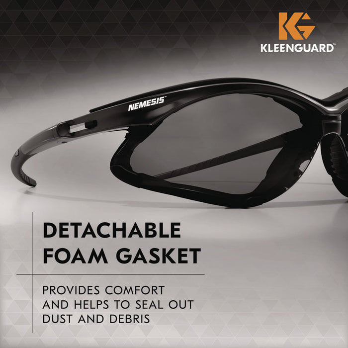 V30 Nemesis Foam Safety Glasses, Black Half Frame, Smoke Dual Lens, 12/Carton