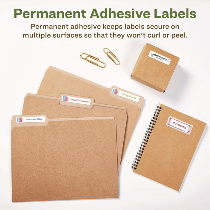 EcoFriendly Permanent File Folder Labels, 0.66 x 3.44, White, 30/Sheet, 50 Sheets/Pack