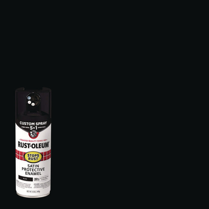 Stops Rust 5-in-1 Spray Paint, Satin Black, 12 oz Aerosol Can