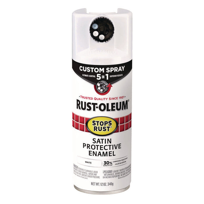 Stops Rust 5-in-1 Spray Paint, Satin White, 12 oz Aerosol Can
