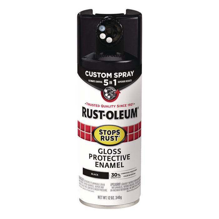 Stops Rust 5-in-1 Spray Paint, Gloss Black, 12 oz Aerosol Can