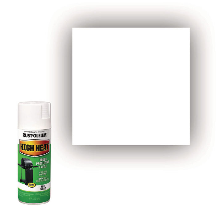 High Heat Enamel Spray Paint, Flat White, 12 oz Aerosol Can, 6/Carton