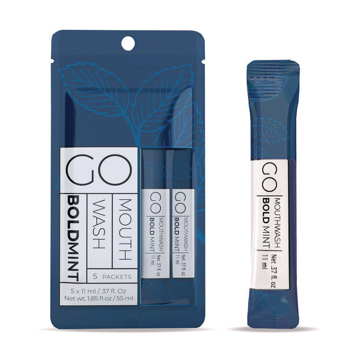Individual Mouthwash Packets, Bold Mint Flavor, 0.37 Packet, 5/Pack, 12 Packs/Box