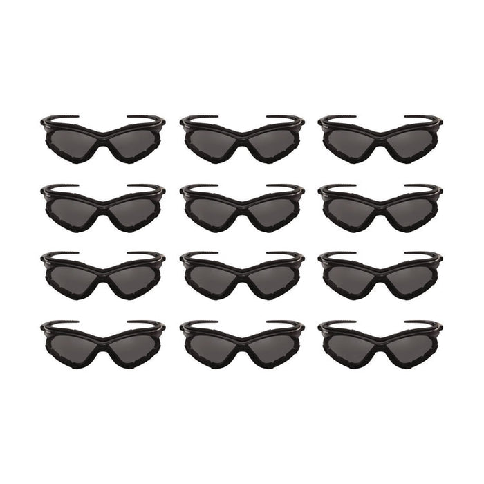 V30 Nemesis Foam Safety Glasses, Black Half Frame, Smoke Dual Lens, 12/Carton