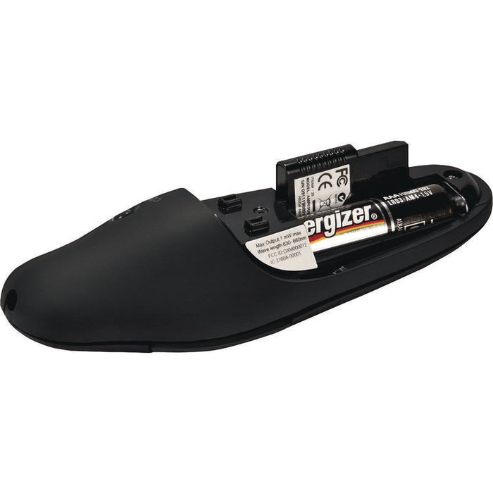 Wireless USB Presenter with Laser Pointer, Class 2, 50 ft Range, Black