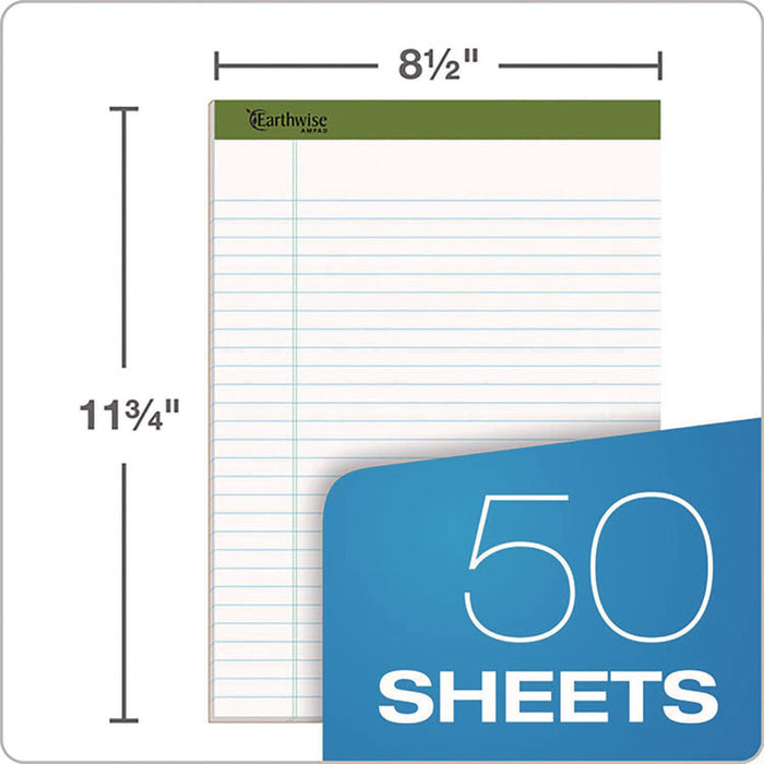 Earthwise by Ampad Recycled Writing Pad, Sand Politex Headband, Wide/Legal Rule, (40) White 8.5 x 11 Sheets, 4/Pack