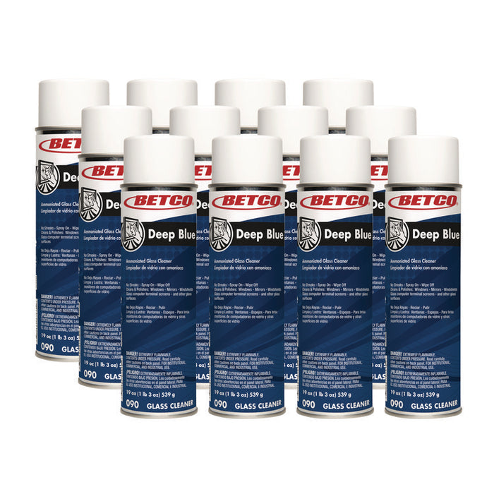 Deep Blue Glass and Surface Cleaner, 19 oz Aerosol Can, 12/Carton