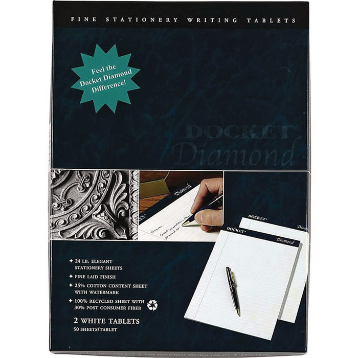 Docket Diamond Ruled Pads, Wide/Legal Rule, (50) White 8.5 x 11 Sheets, 2/Box
