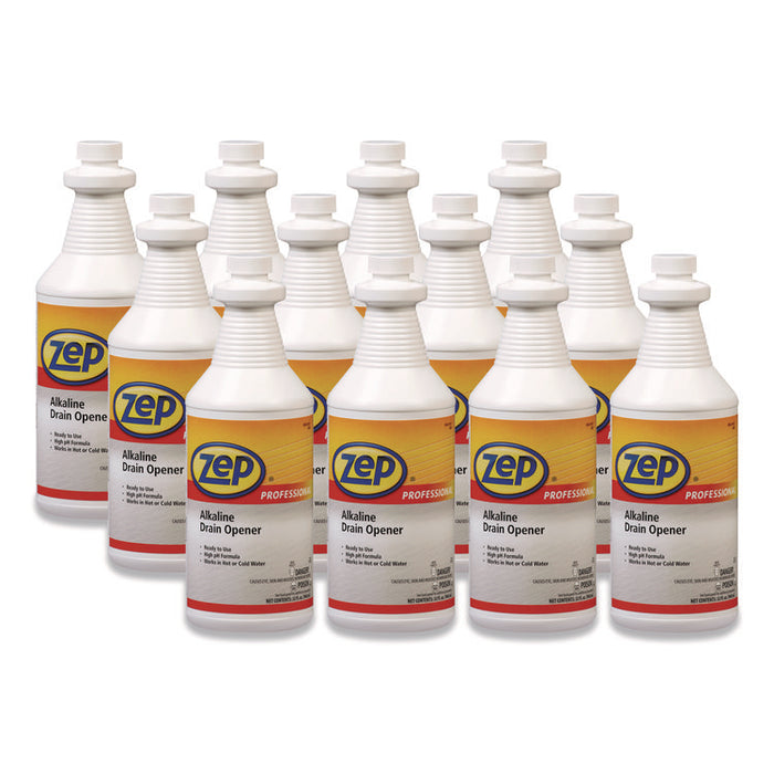 Alkaline Drain Opener, 32 oz Bottle, 12/Carton