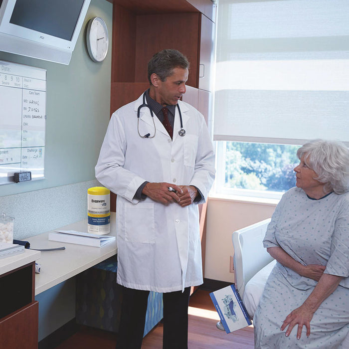 Everwipe by Tork Disinfectant Wipe Canisters, 1-Ply, 7 x 7, Lemon, White, 75 Sheets/Canister, 6/Carton