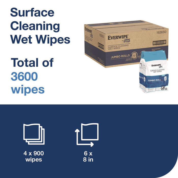 Surface Cleaning Wet Wipe, 1-Ply, 6 x 6, Lemon, White, 900 Sheets, 4/Carton