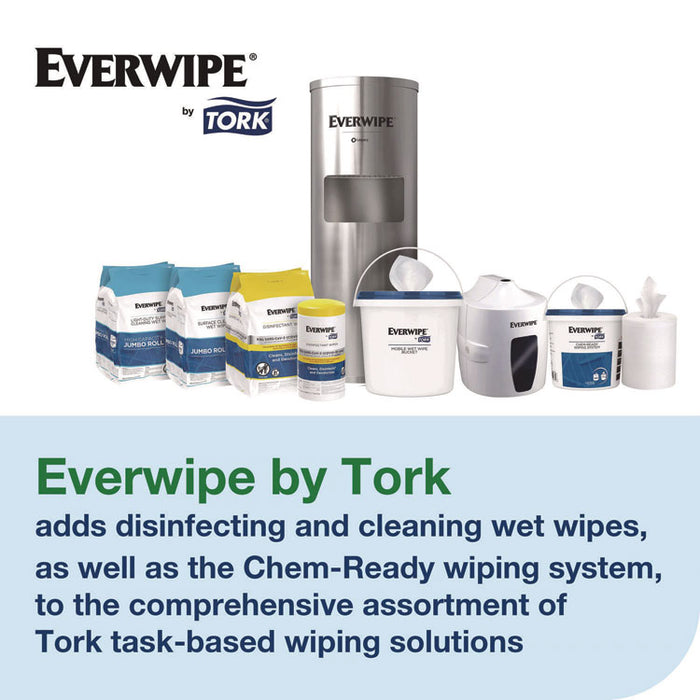 Everwipe by Tork Chem-Ready Wiping Rolls, 1-Ply, 12 x 12, White, 90 Sheets, 6 Rolls/Carton