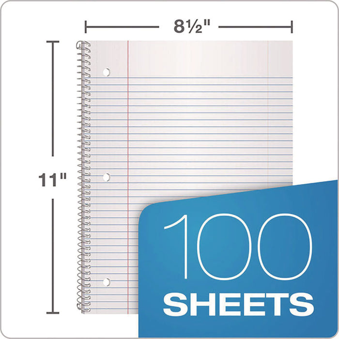 Coil-Lock Wirebound Notebook, 3-Hole Punched, Medium/College Rule, Randomly Assorted Covers, (100) 11 x 8.5 Sheets