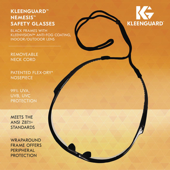 Nemesis Safety Glasses, Black Half Frame, Clear Dual I/O Lens