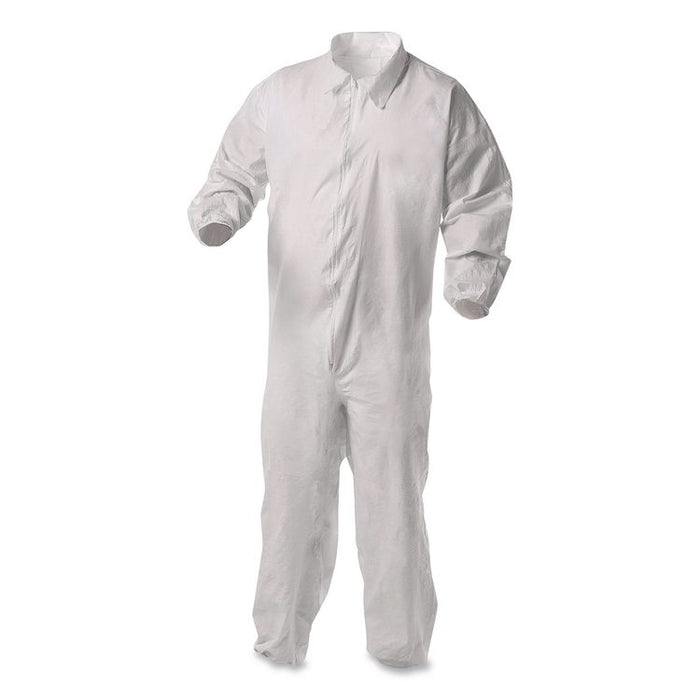 KGA35 Liquid and Particle Protection Coveralls, Elastic Wrist and Ankles, Large, White, 25/Carton