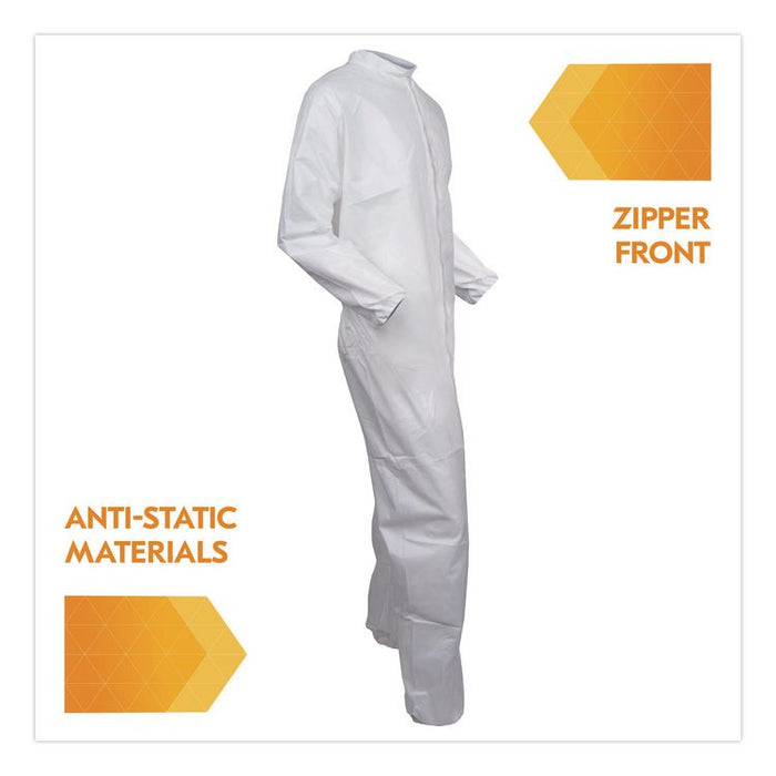 KGA35 Liquid and Particle Protection Coveralls, Elastic Wrist and Ankles, Medium, White, 25/Carton
