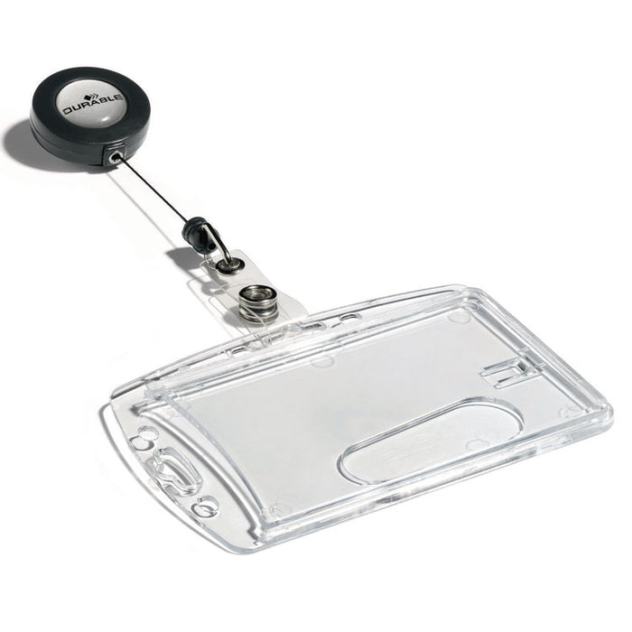 ID/Security Card Holder Set, Vertical/Horizontal, Reel, Clear, 10/Pack