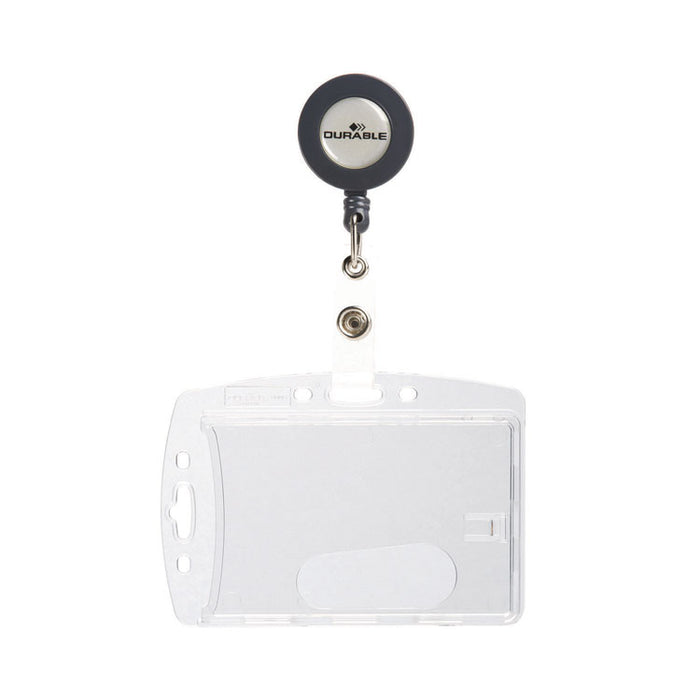 ID/Security Card Holder Set, Vertical/Horizontal, Reel, Clear, 10/Pack