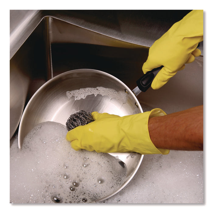 Stainless Steel Scrubber, Medium Size, Steel Gray, 72/Carton