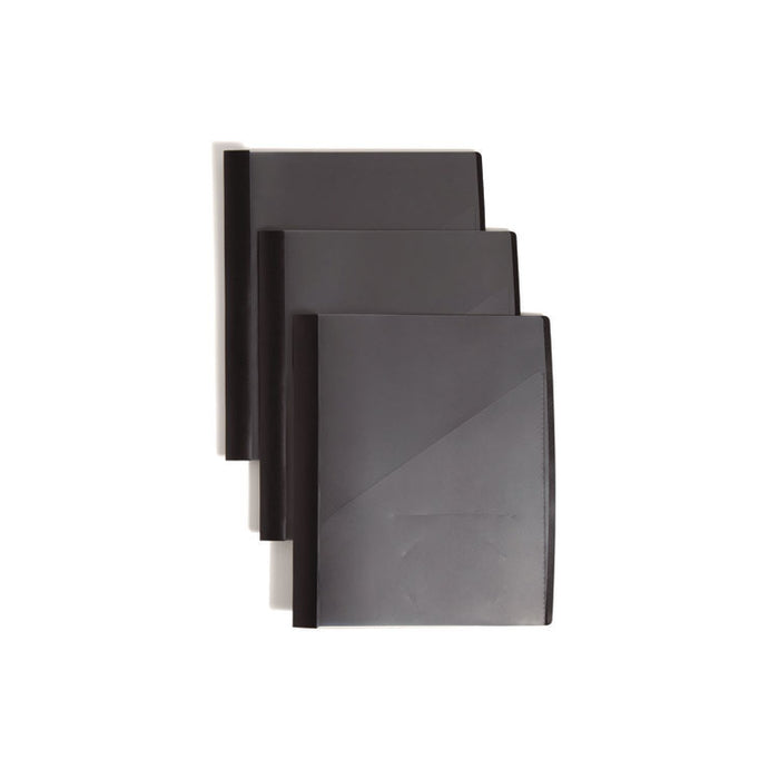 Clear Front Poly Report Cover, Double-Prong Fastener, 0.5" Capacity, 8.5 x 11, Clear/Black, 5/Pack