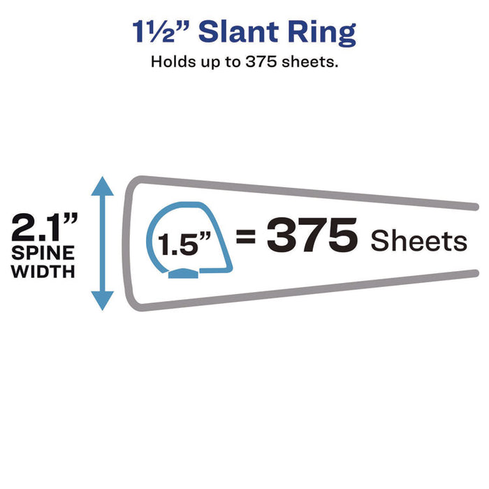 Heavy-Duty Non Stick View Binder with DuraHinge and Slant Rings, 3 Rings, 1.5" Capacity, 11 x 8.5, Black, (5400)