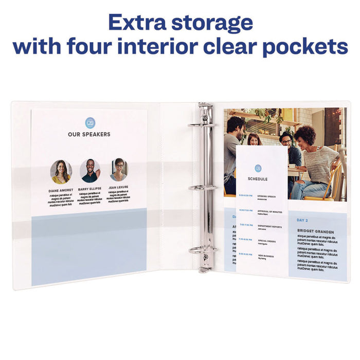 Durable View Binder with DuraHinge and EZD Rings, 3 Rings, 1.5" Capacity, 11 x 8.5, White, (9401)