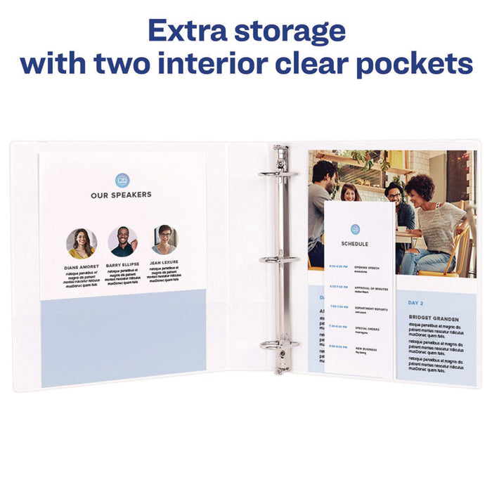 Mini Size Durable View Binder with Round Rings, 3 Rings, 0.5" Capacity, 8.5 x 5.5, White