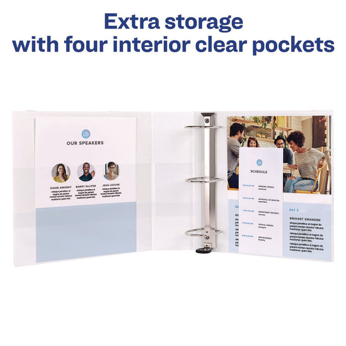 Heavy-Duty View Binder with DuraHinge and Locking One Touch EZD Rings, 3 Rings, 3" Capacity, 11 x 8.5, White